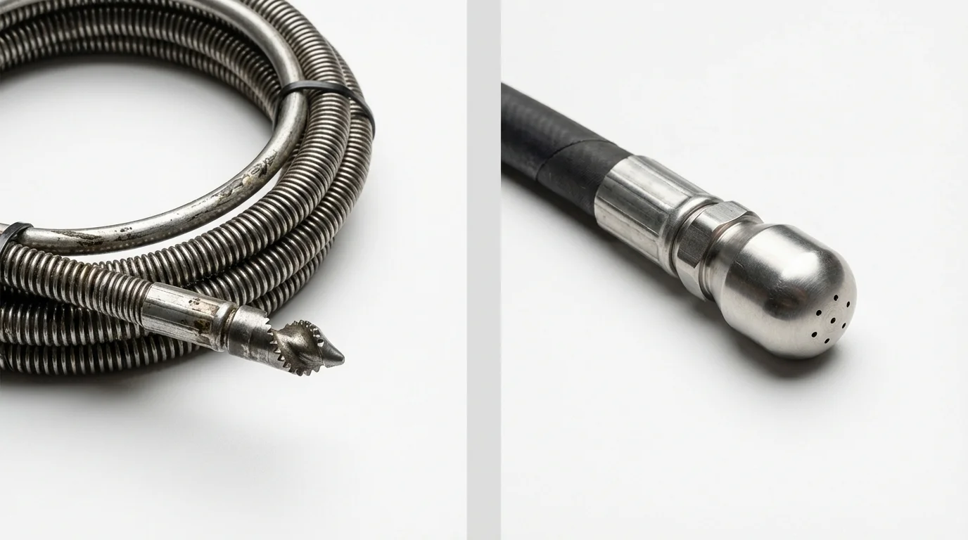 Drain snake cable and hydro jetting nozzle used for drain cleaning in Lincolnton, GA