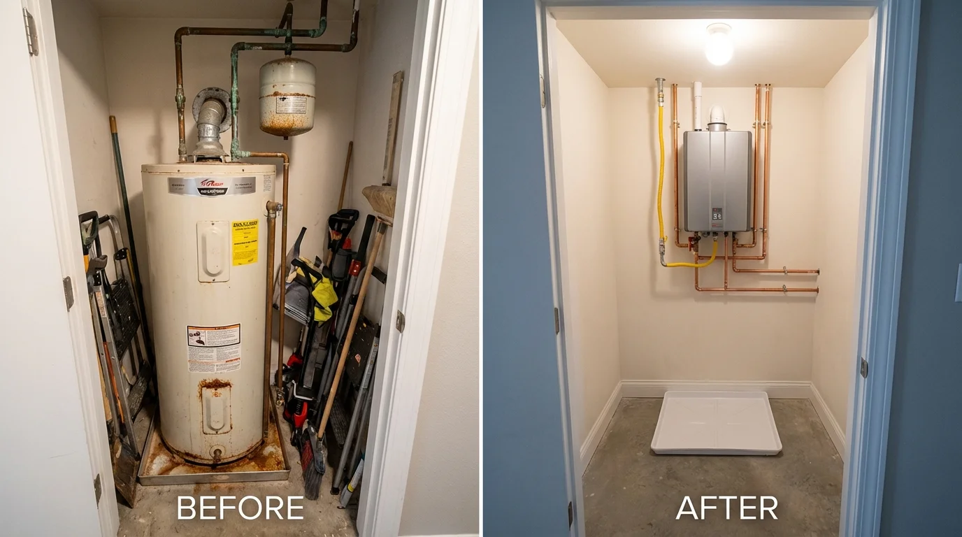 Tank water heater versus wall-mounted tankless unit comparison for Lincolnton, GA homeowners